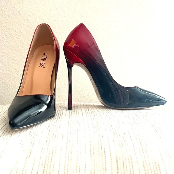 Ombre Black and Red Stiletto Heels - Picture 2 of 7
